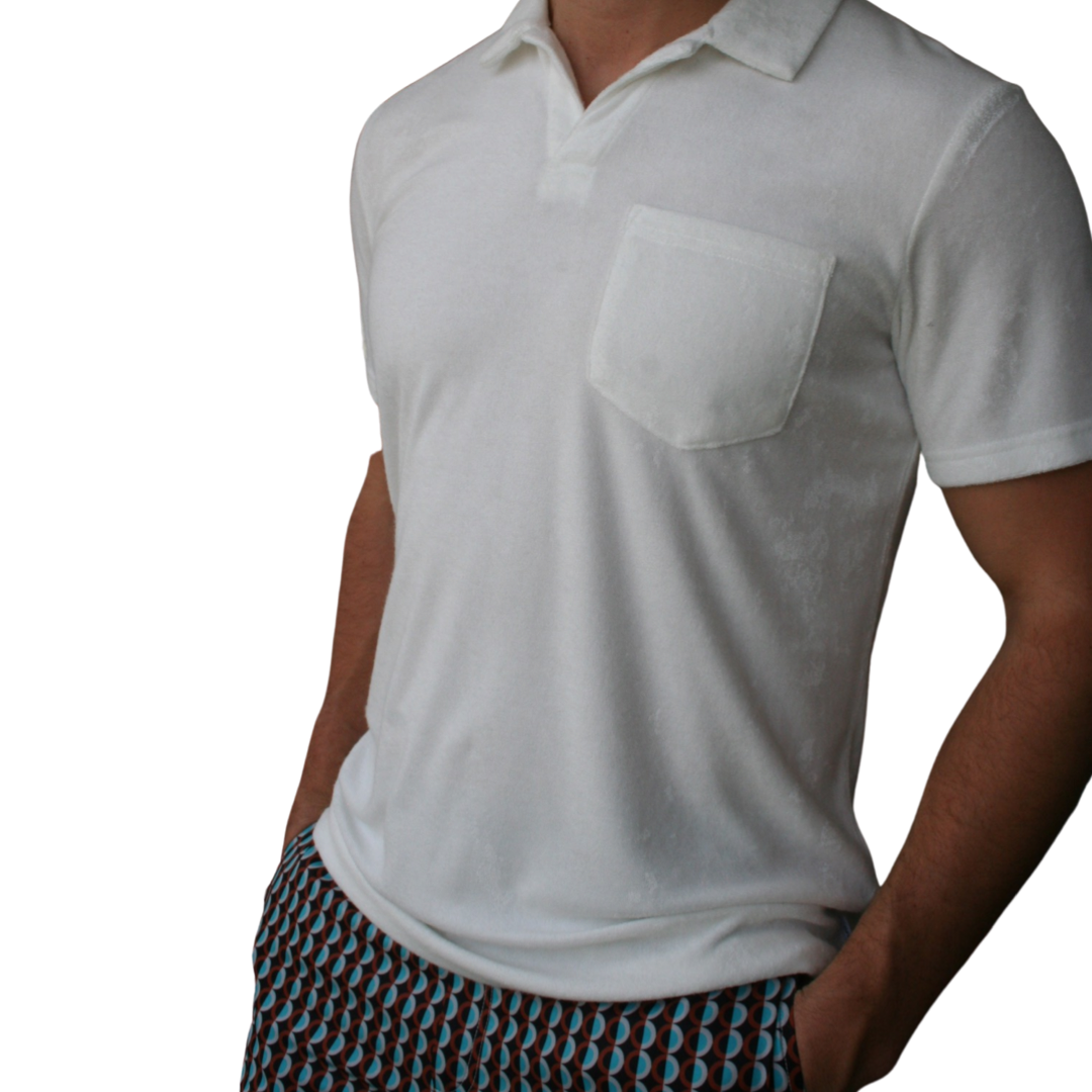 Towelling Polo - White