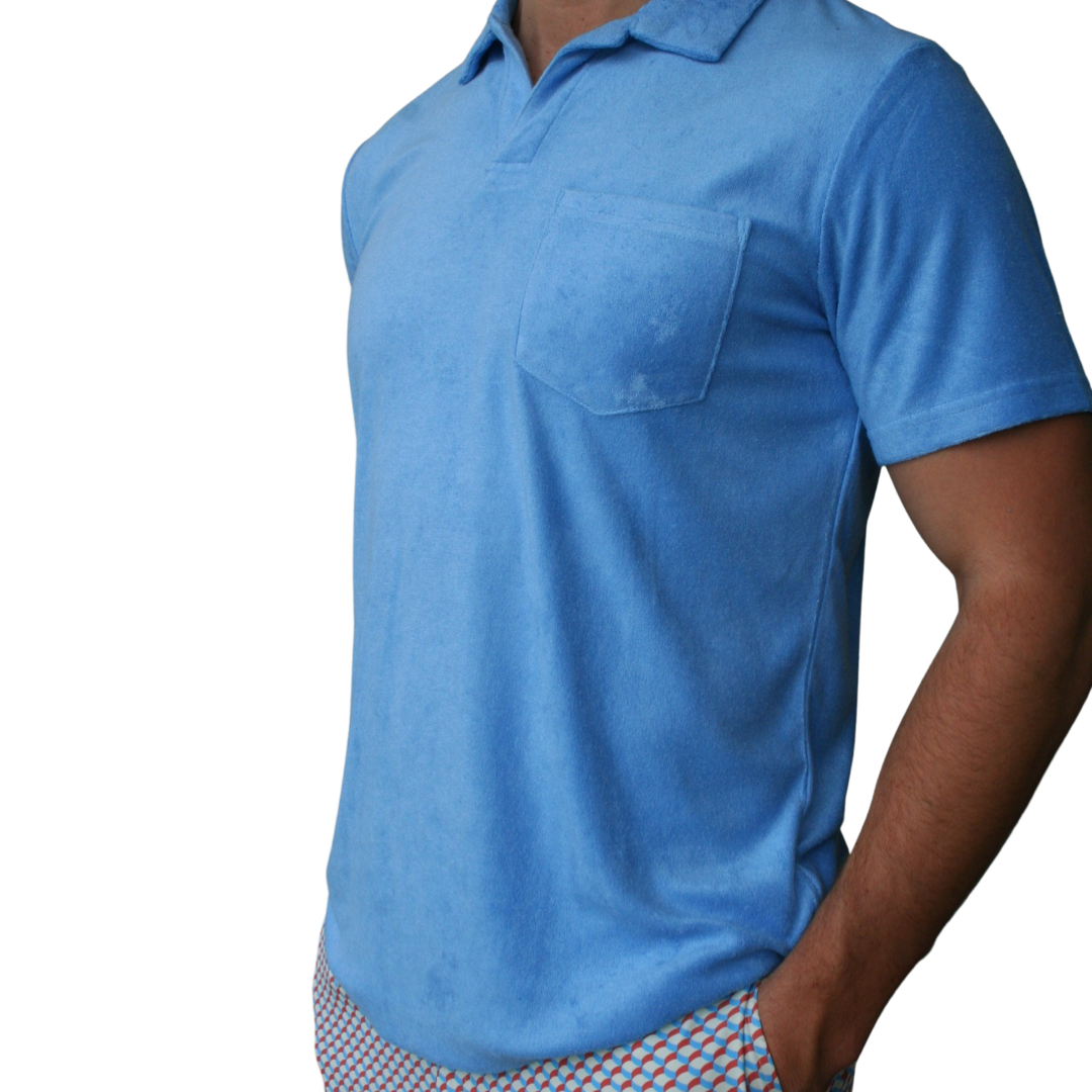 Towelling Polo - Blue