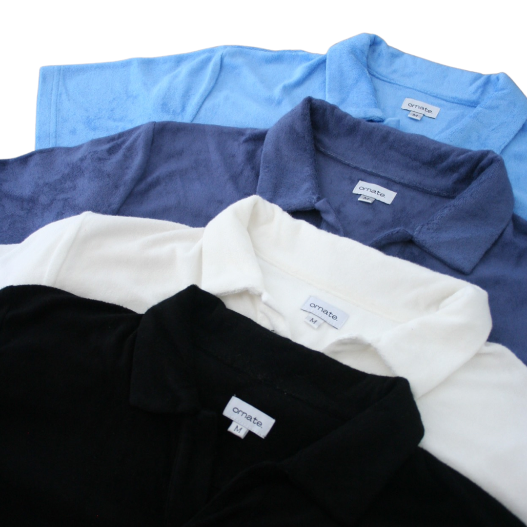 Towelling Polo - Blue