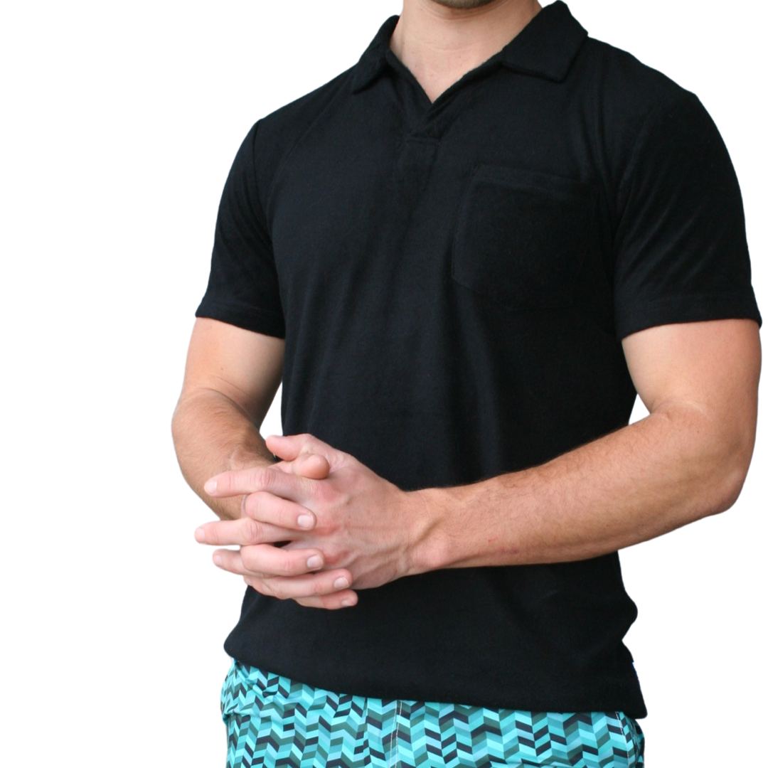 Towelling Polo - Black